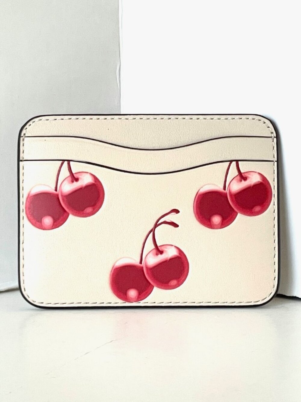 Coach Coachtopia Wavy Card Case Cherry Print Regenerative Leather CAA15